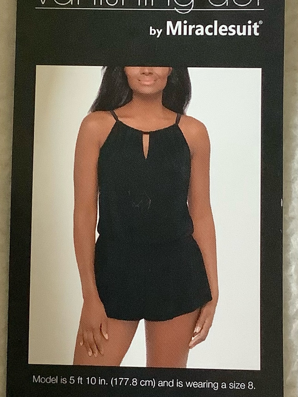 Vanishing Act by Miraclesuit Black Halter Romper with Keyhole Women’s Sz.18 NEW